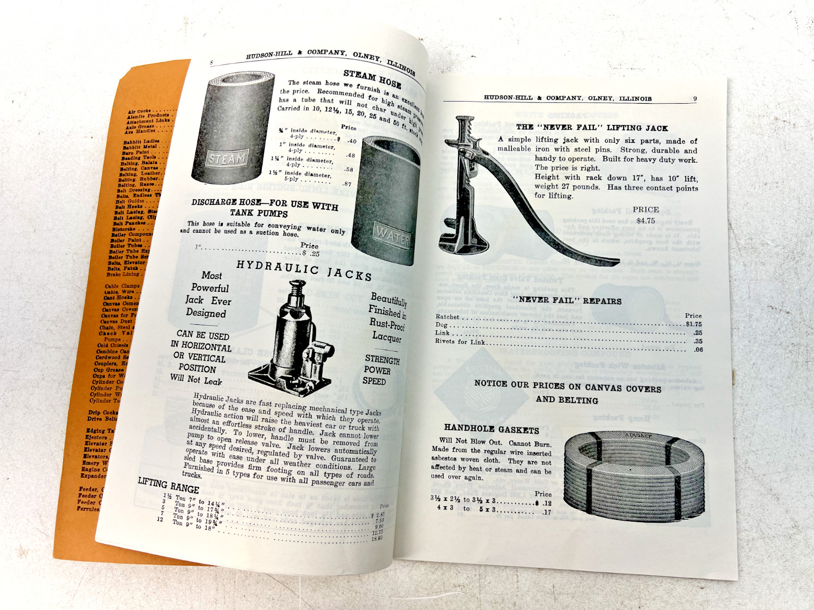 VTG 1938 & 1939 Thresher & Mill Supply Catalogue – Hudson-Hill & Co. – Olney, IL
