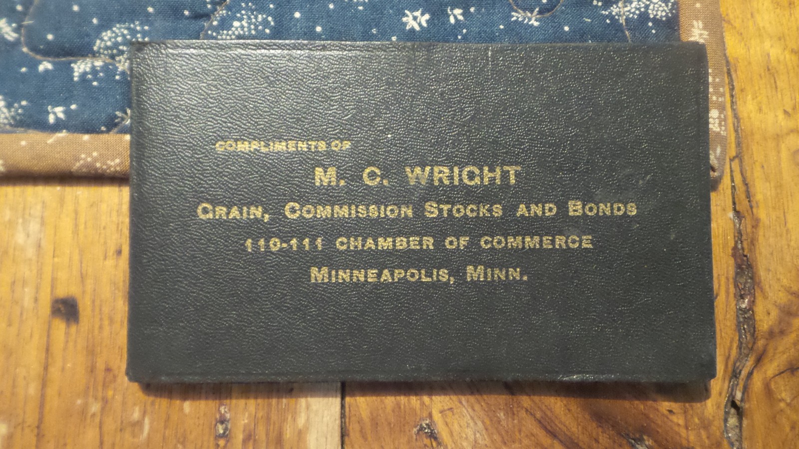 1907 M.C.WRIGHT GRAIN COMMISSION, STOCKS, BONDS Pocket Memo