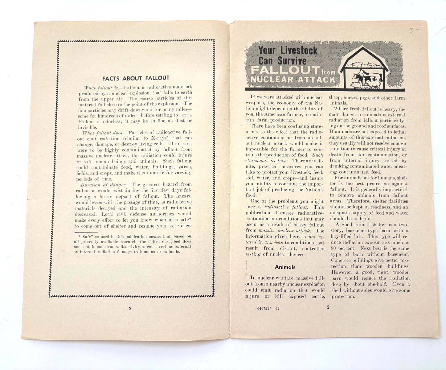 1962 U.S Dept. of Agriculture Pamphlet « Your Livestock Can Survive Fall Out » *
