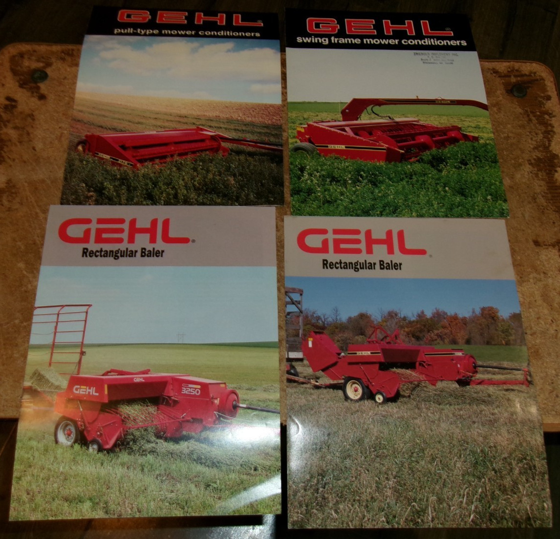 4-lot 1980&rsquo;s-90&rsquo;s gehl mower conditioners/square balers 2 page brochures used
