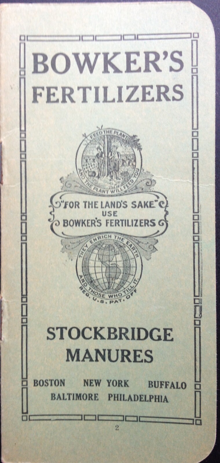 C.1923 BOWKER&rsquo;S FERTILIZERS HANDY POCKET NOTEBOOK, STOCKBRIDGE MANURES