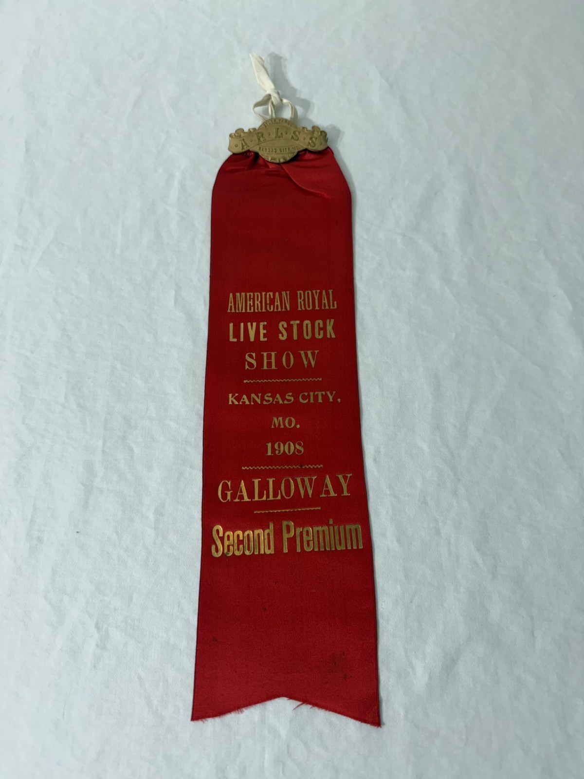 American Royal Livestock Show Kansas City MO 1908 Galloway 2nd Premium Ribbon