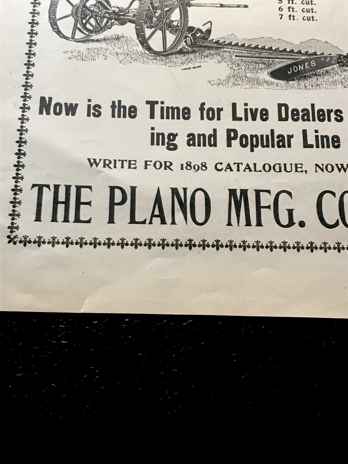 ORIGINAL 1897 Plano Farm Implements Advertising – Chicago – 10” X 15”