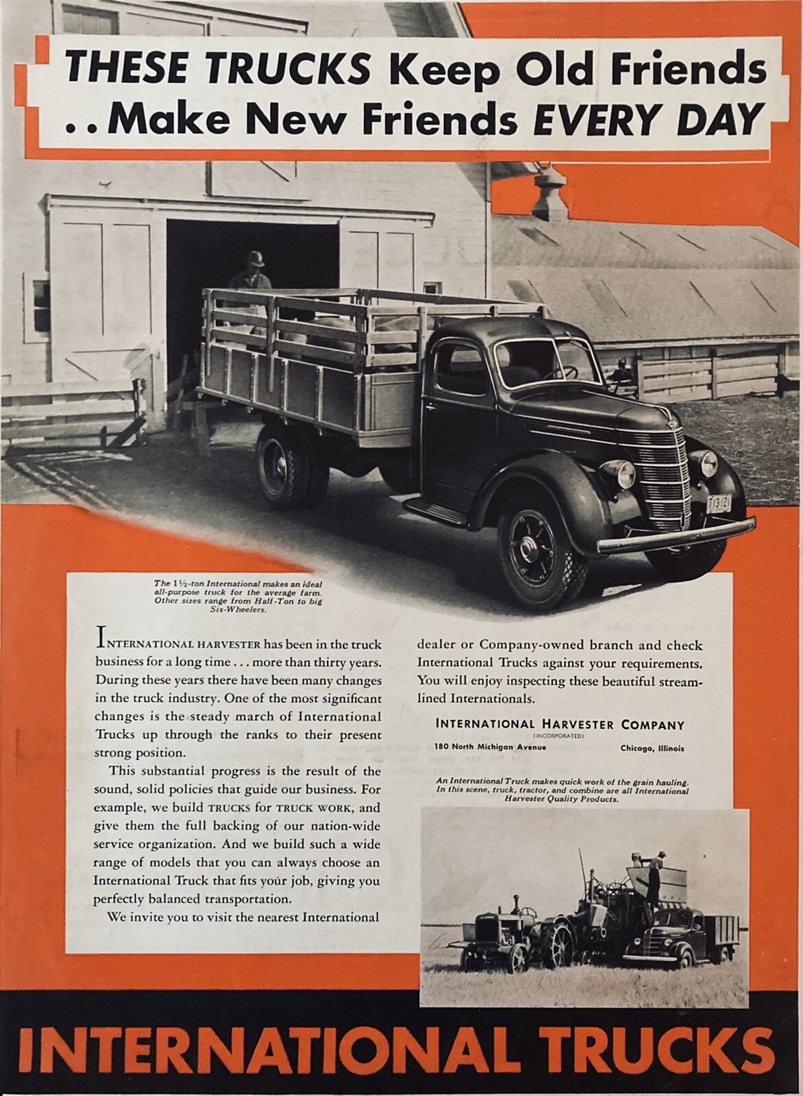 1938 AD(XG8)~INTERNATIONAL HARVESTER CO. 1 1/2 TON INTERNATIONAL FARM TRUCK