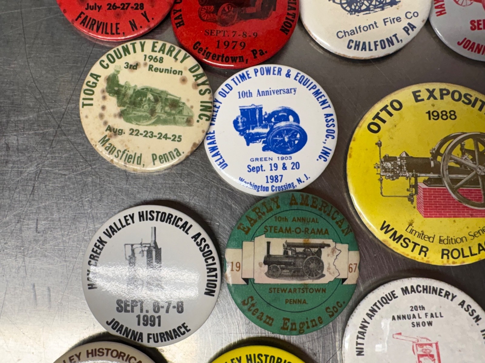 Collection Of Vintage Tractor & Steam Engine Show Pins Steam O Rama Hay Creek