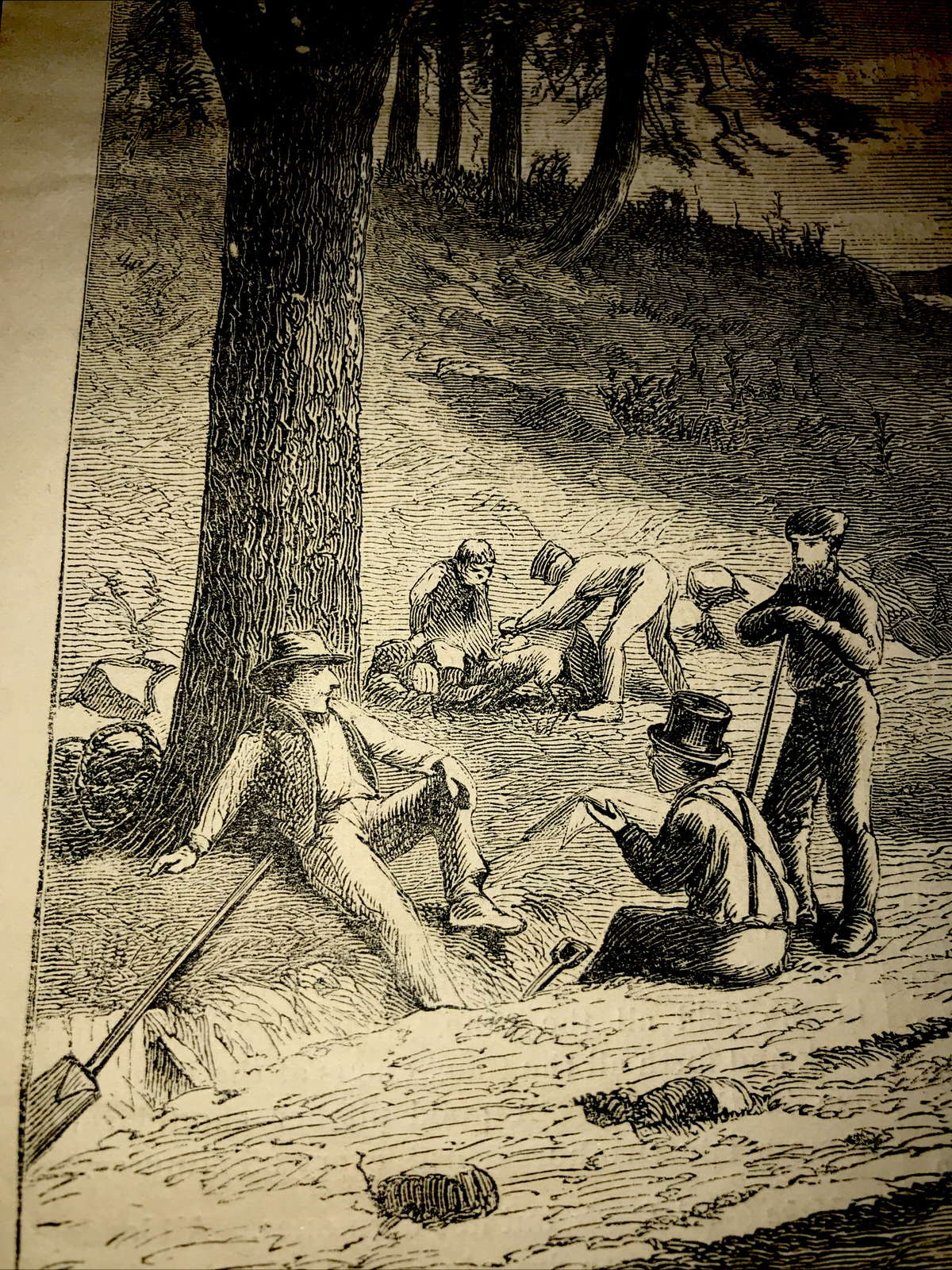 1873 ROAD MENDING Farm Engraving Advertising 8×11