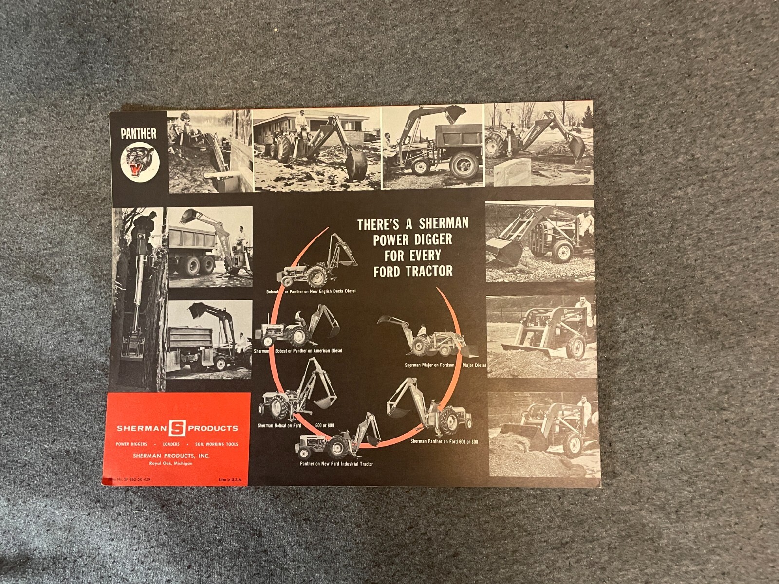 1950&rsquo;s Sherman Products Panther Loader Tractor Brochure Vintage 8 Pages