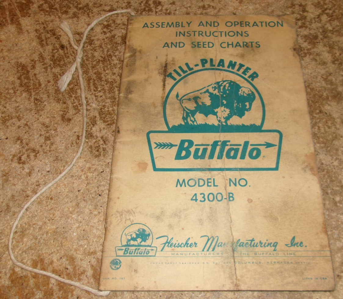 vintage buffalo 4300-B till planter operation manual good used