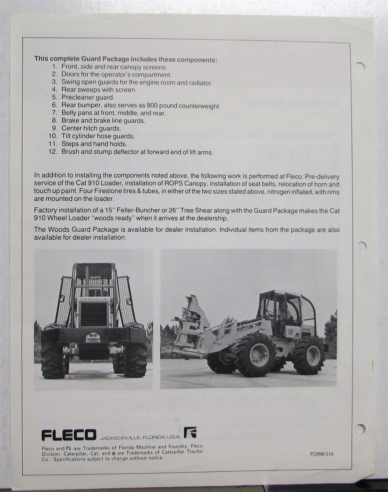1980s Fleco 910 Guard Package Cat Wheel Loader Construction Salesgram