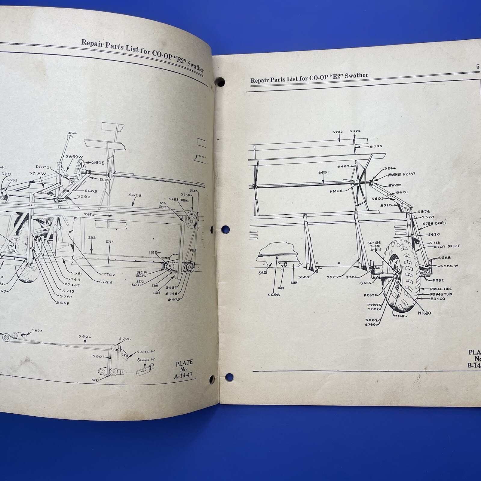 Vintage 1949 CO-OP Cockshutt E2 Swather Repair Parts List 12 ft & 15 ft
