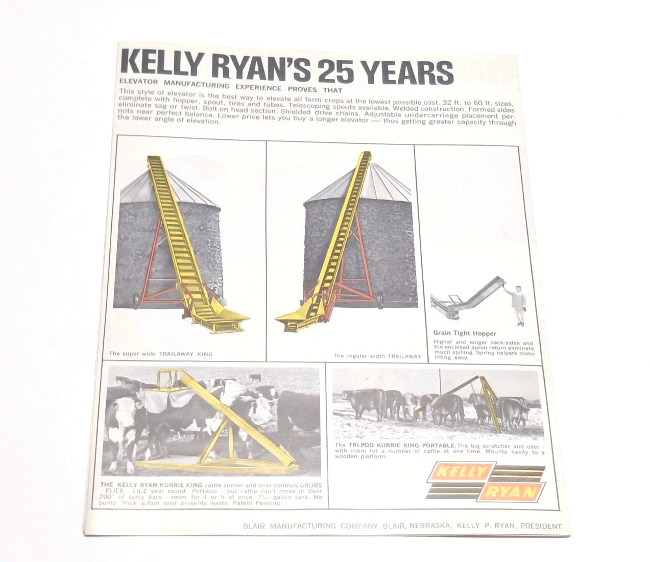 1960s The Kelly-Ryan Feeder Line Sales Brochure Blair NE Nebraska Farm Implement