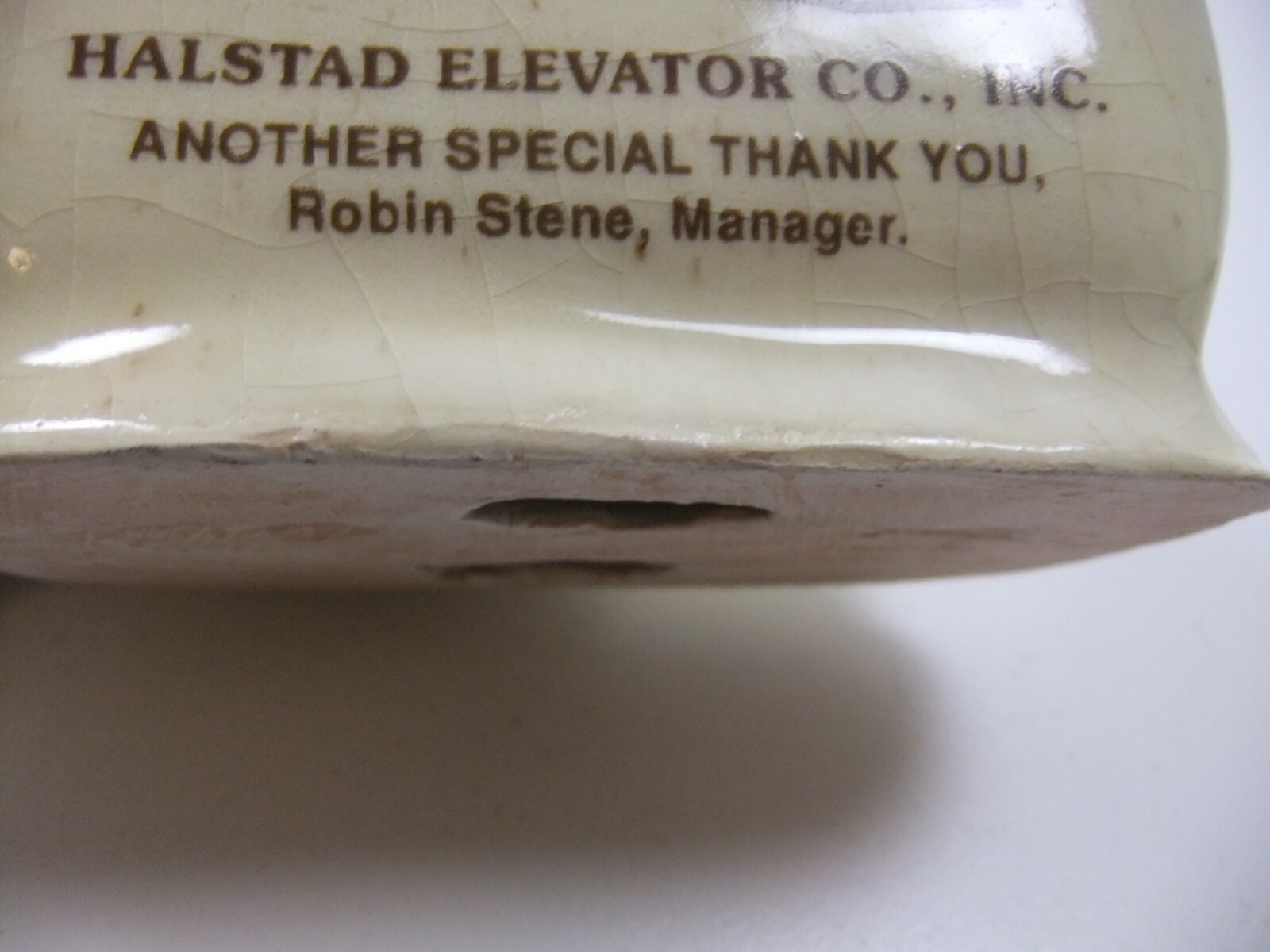 Halstad Elevator Co. Ceramic Napkin Holder Advertising