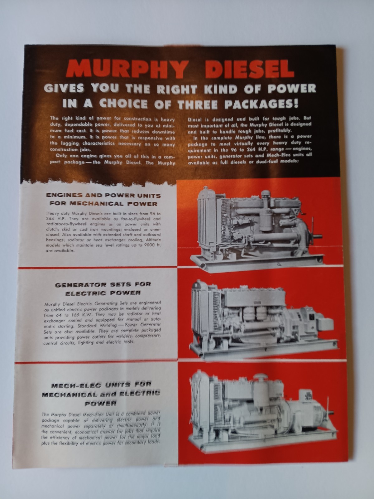 Vintage Murphy Diesel Sales Mailer Advertising Power Units, Generators