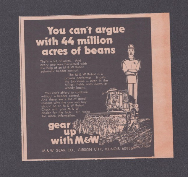 1972 Print Ad M & W Gear CO Gibson City IL You Can&rsquo;t Argue w 44 Million Acres