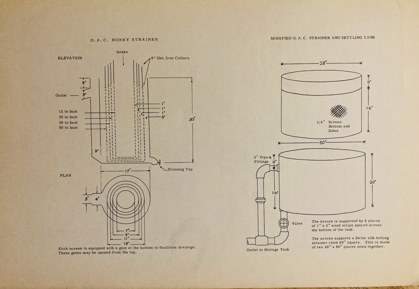 1954 ONTARIO AGRICULTURAL COLLEGE, STRAINING HONEY BROCHURE IN VG CONDITION