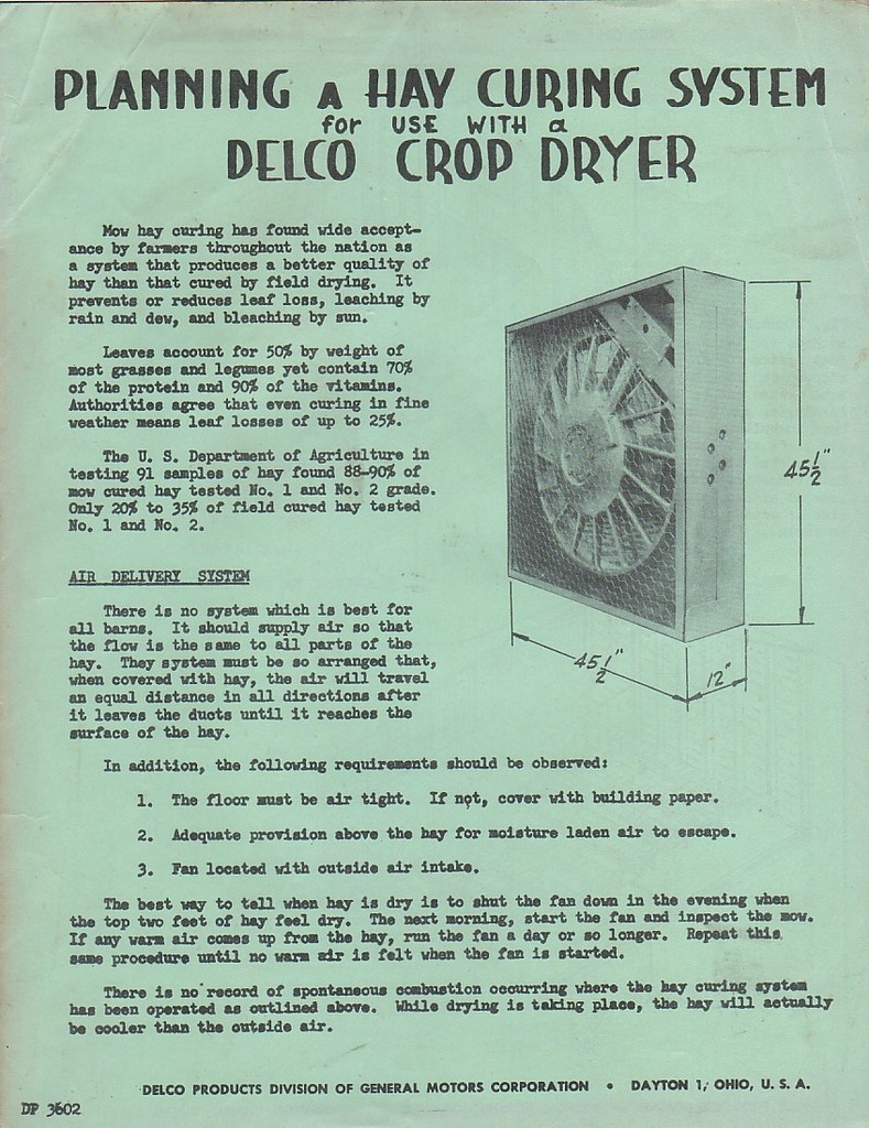 Farm Equipment Brochure – Delco Crop Dryer Fans – General Motors Set of 5 (FB245