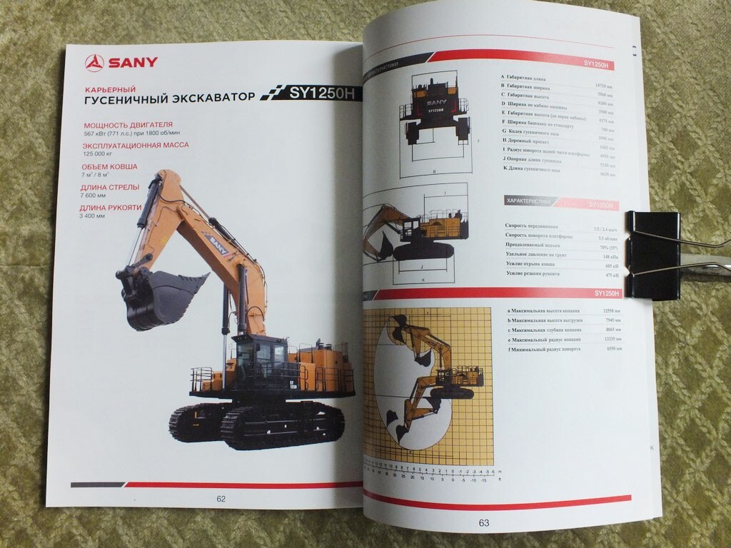 SANY Excavators Model Range Construction Equipment China Brochure 2024