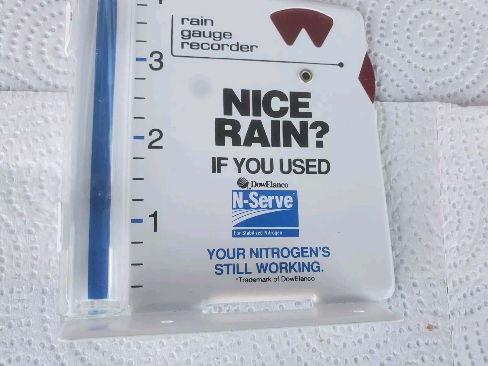 Metal Rain Guage N-serve Stabilized Nitrogen Dow Elanco Farm Fertilizer
