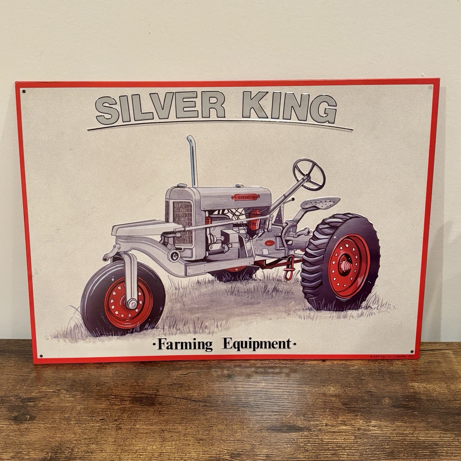 Rare Silver King Farm Equipment Metal Tin Sign Reproduction 15.5 X 11 3-wheel