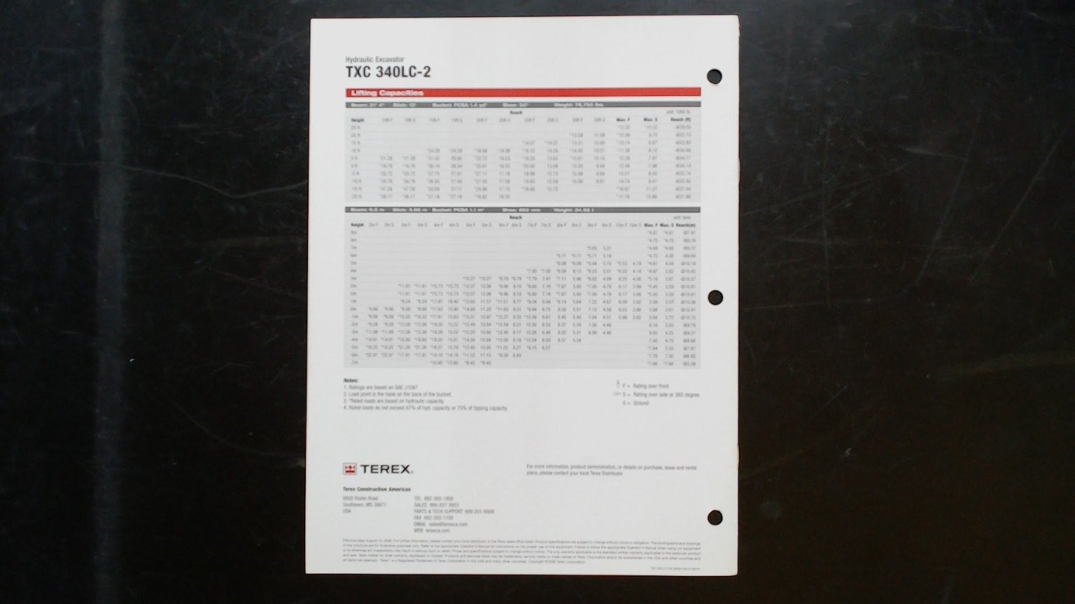 Terex TXC 340LC-2 Hydraulic Excavator Brochure Vintage Agriculture