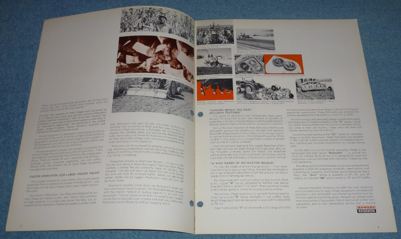 Vtg Howard Rotavator Co Brochure Model Series M S ST P E Rotadrill Rotacadet etc