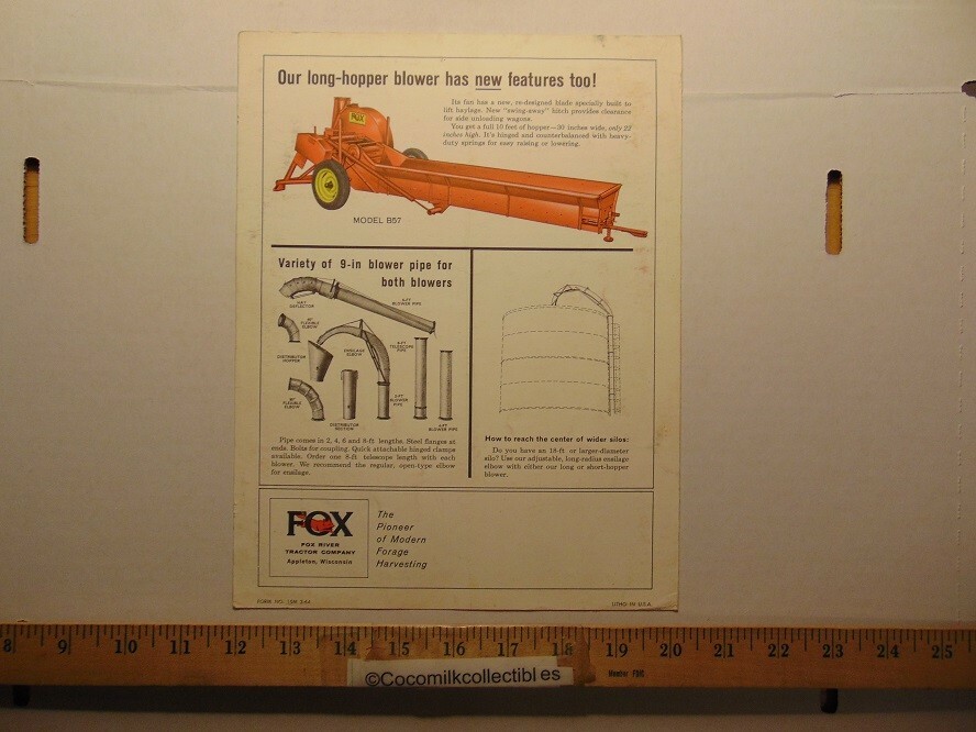 Vintage Fox Tractor Company New Short-Hopper Blower with 52-in Fan Brochure