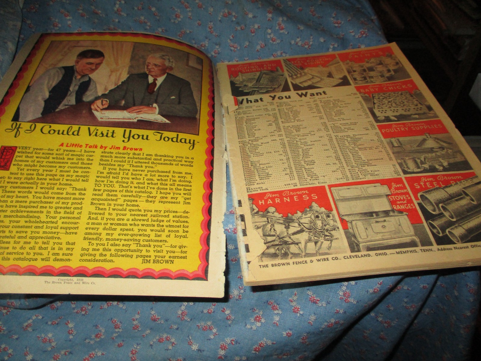 Catalog Jim Browns 1936 Bargain Book The Brown Fence & Wire Co Cleveland Memphis