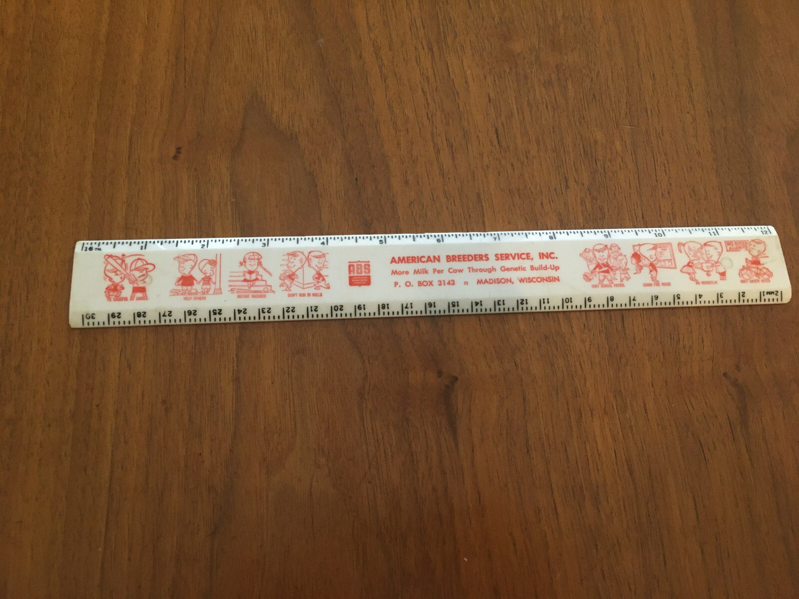 Vintage ABS american Breeders Service Ruler Rules Office Supply