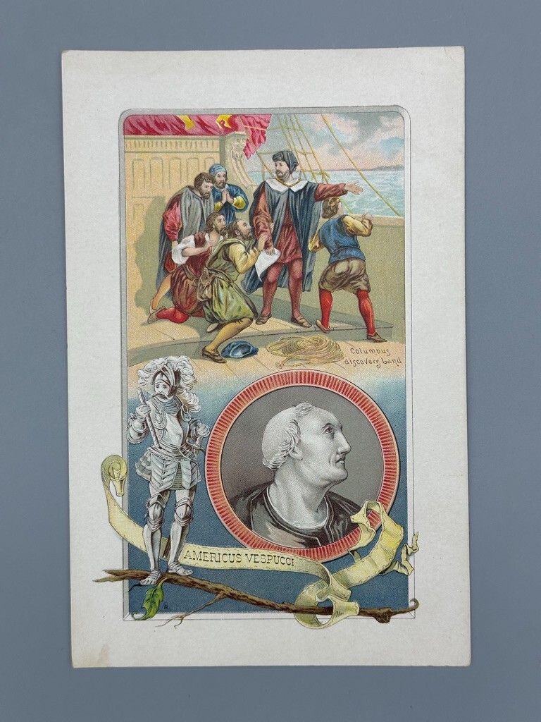 1880s EMERSON TALCOTT Farm Advertising DALLAS Texas TRADE CARD Vespucci Columbus