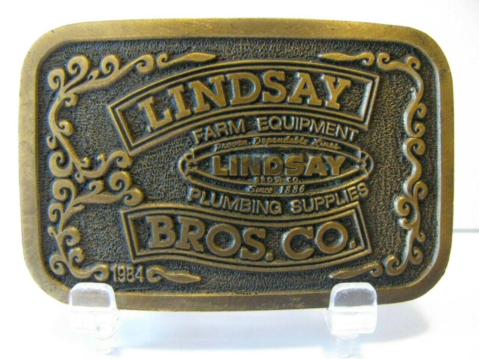 Lindsay Brothers Plumbing & Agriculture Supplies 1984 Brass Belt Buckle Ltd Ed