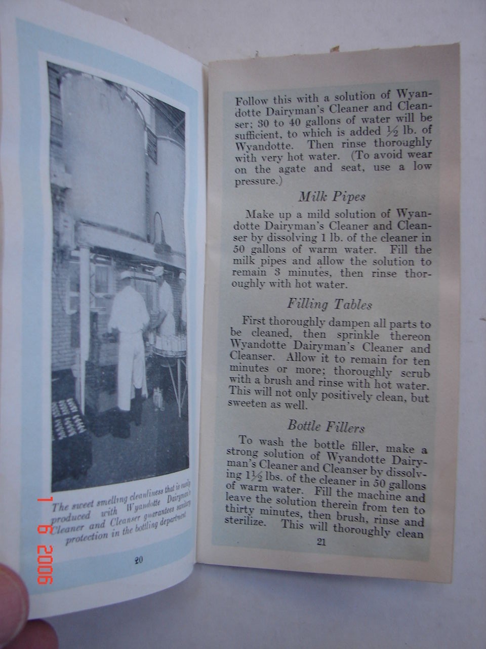 Handbook of Sanitary Dairy Cleaning J B FORD Philadelphia, Pa 1929 WYANDOTTE