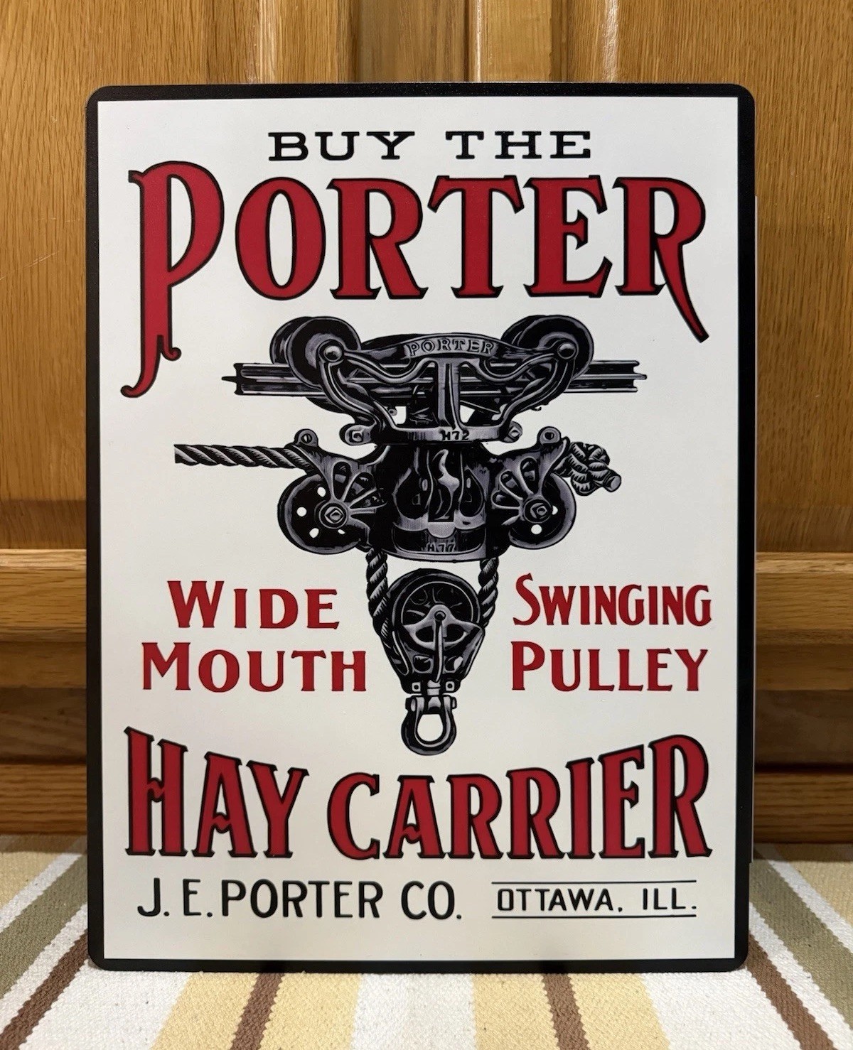 Porter Hay Carrier Flange Sign Double Sided Farm Barn Vintage Style Wall Decor