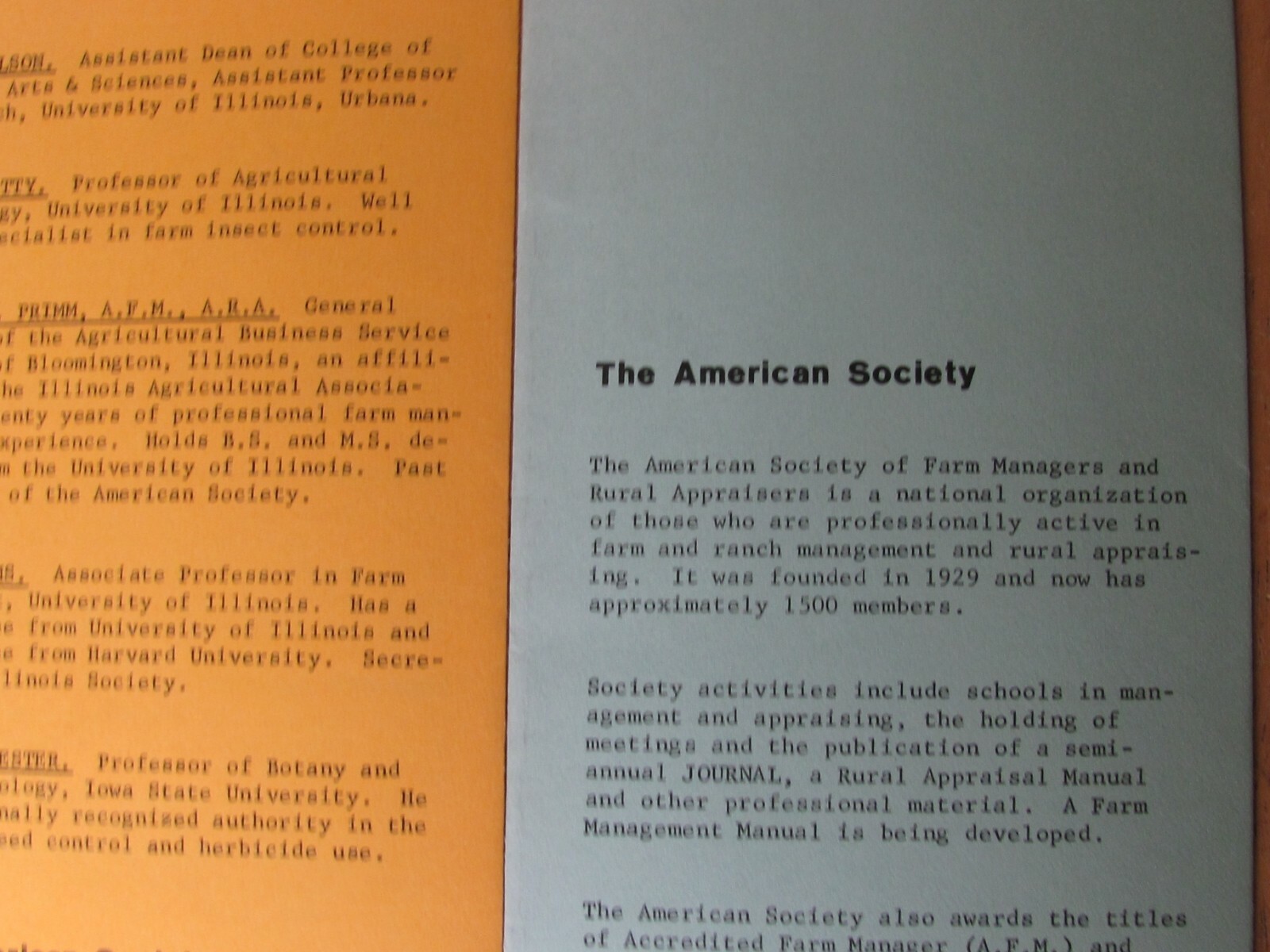 1966 AMERICAN FARM MANAGER & APPRAISER SCHOOL BROCHURE ILLINOIS MINNESOTA