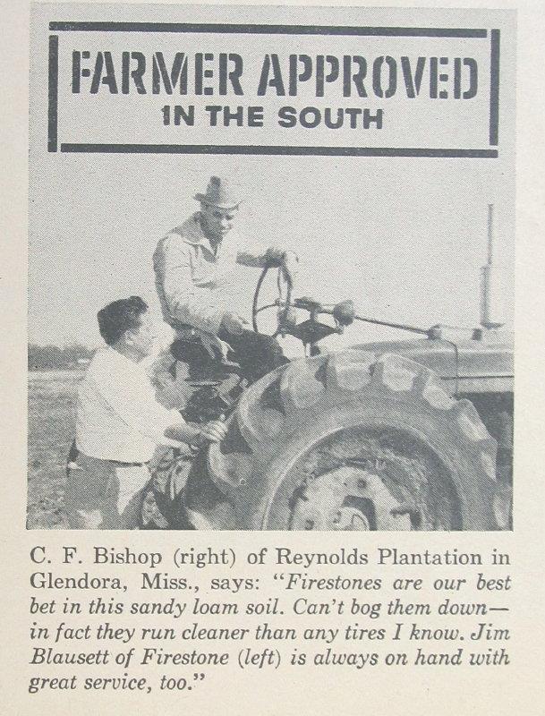 Original 1961 Firestone Ad Photo Endorsed by C F Bishop, Glendora Mississippi