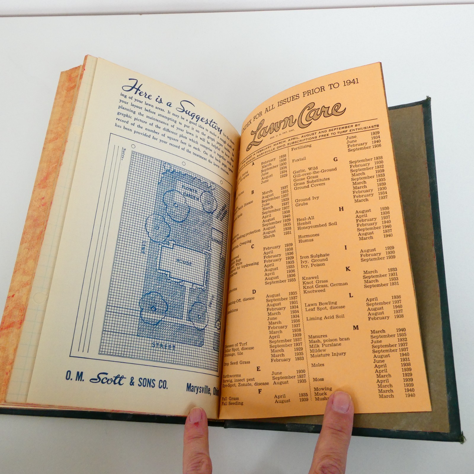 Scotts Lawn Care Bulletins 1928 to 1941 Bound Book Grass Seed Newsletter Vintage