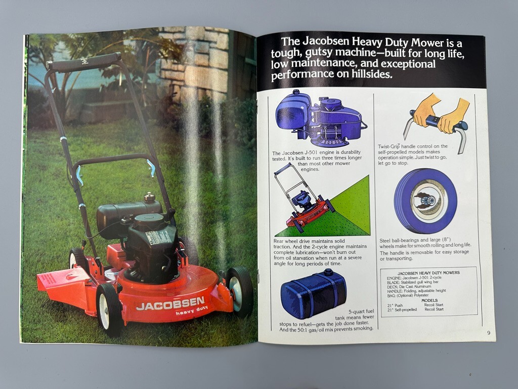 1977 JACOBSEN LAWN TRACTORS Riding Mower Advertising Catalog Vintage