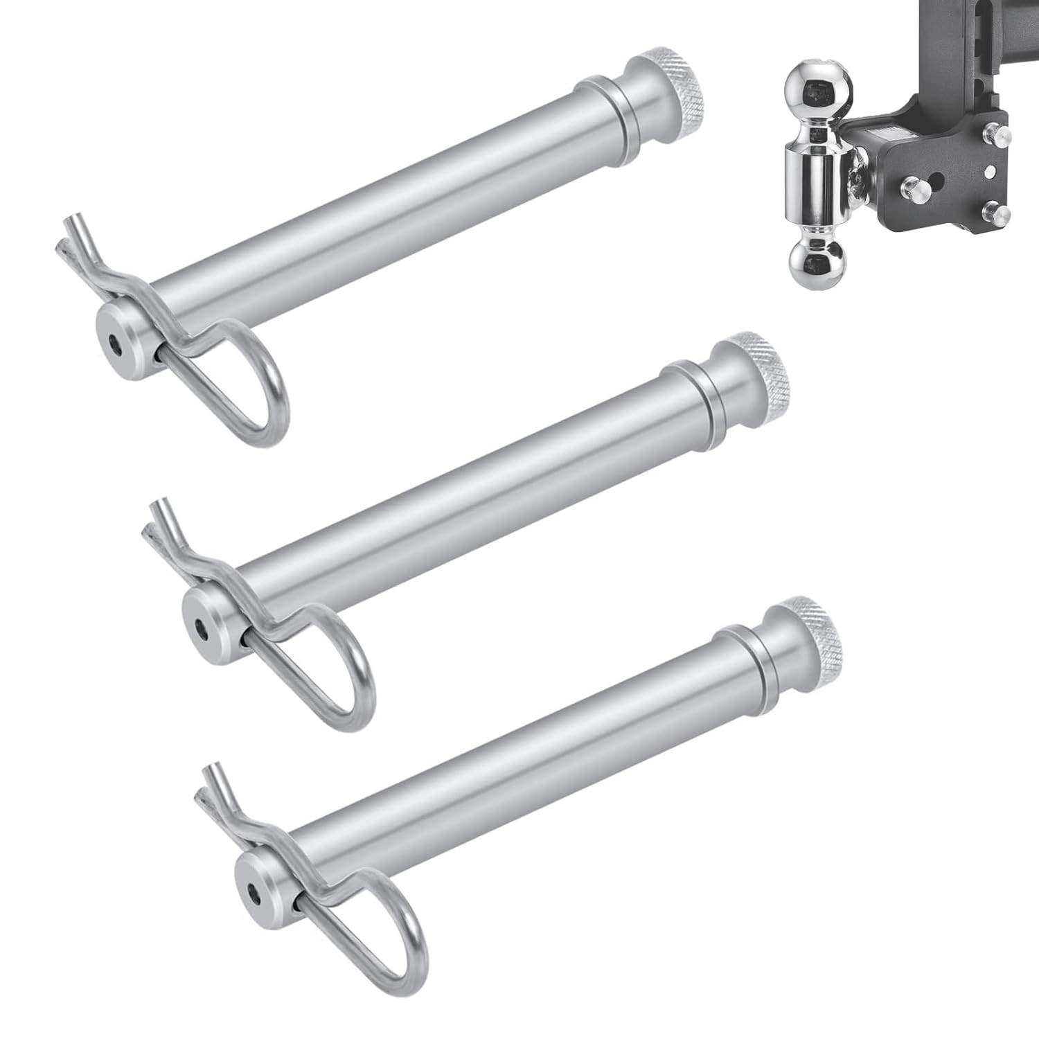Stainless Steel Trailer Hitch Pin and Clip Set 3 Piece B W 2 & 2.5 Inch
