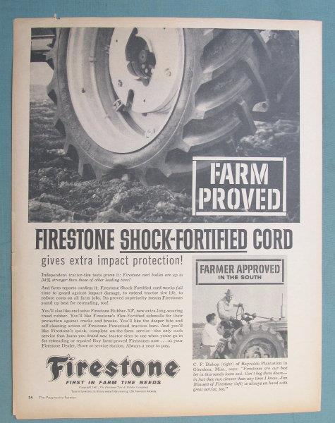 Original 1961 Firestone Ad Photo Endorsed by C F Bishop, Glendora Mississippi