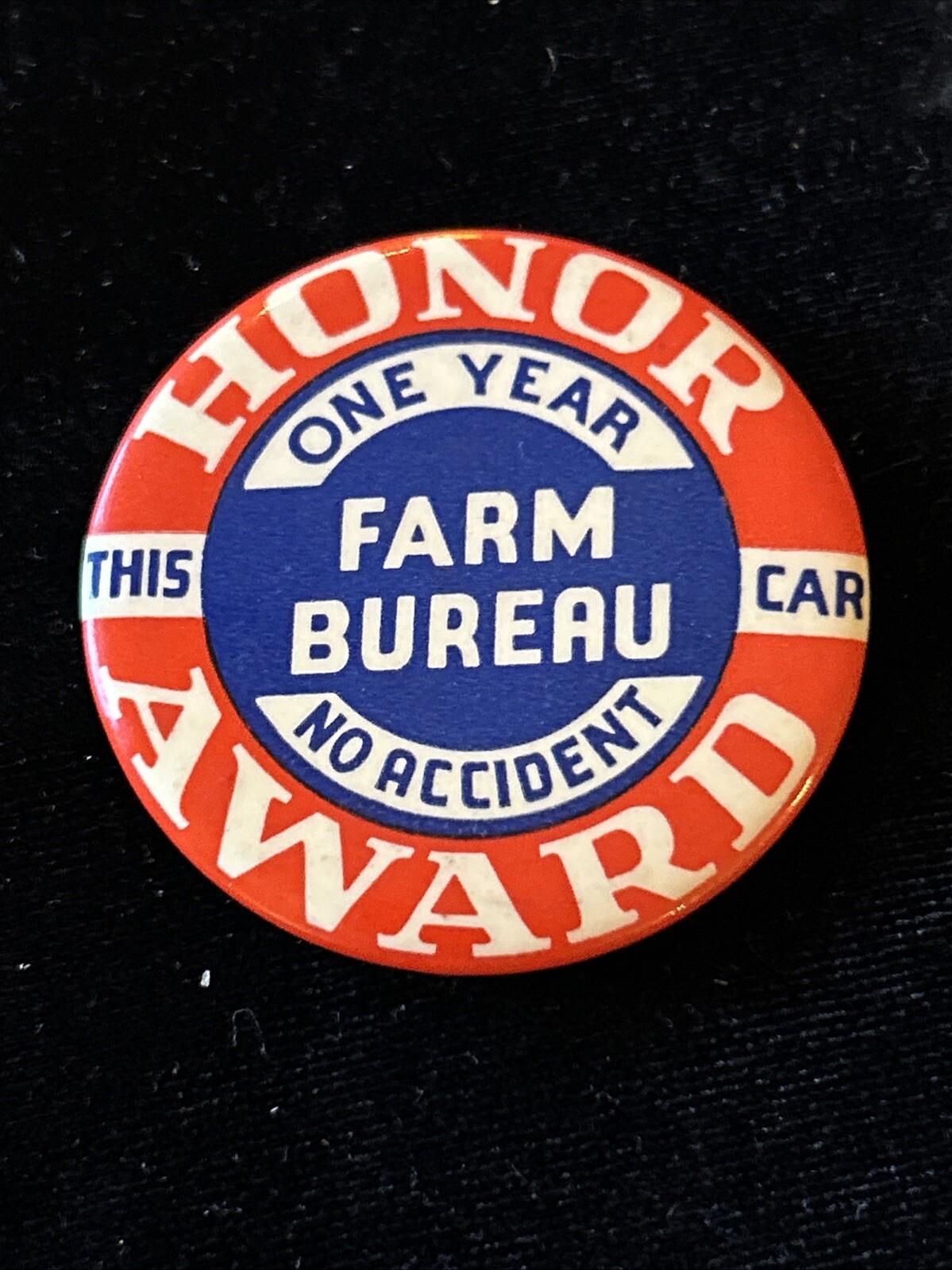Vintage FARM BUREAU PIN Honor Award 1 Year No Accident Old