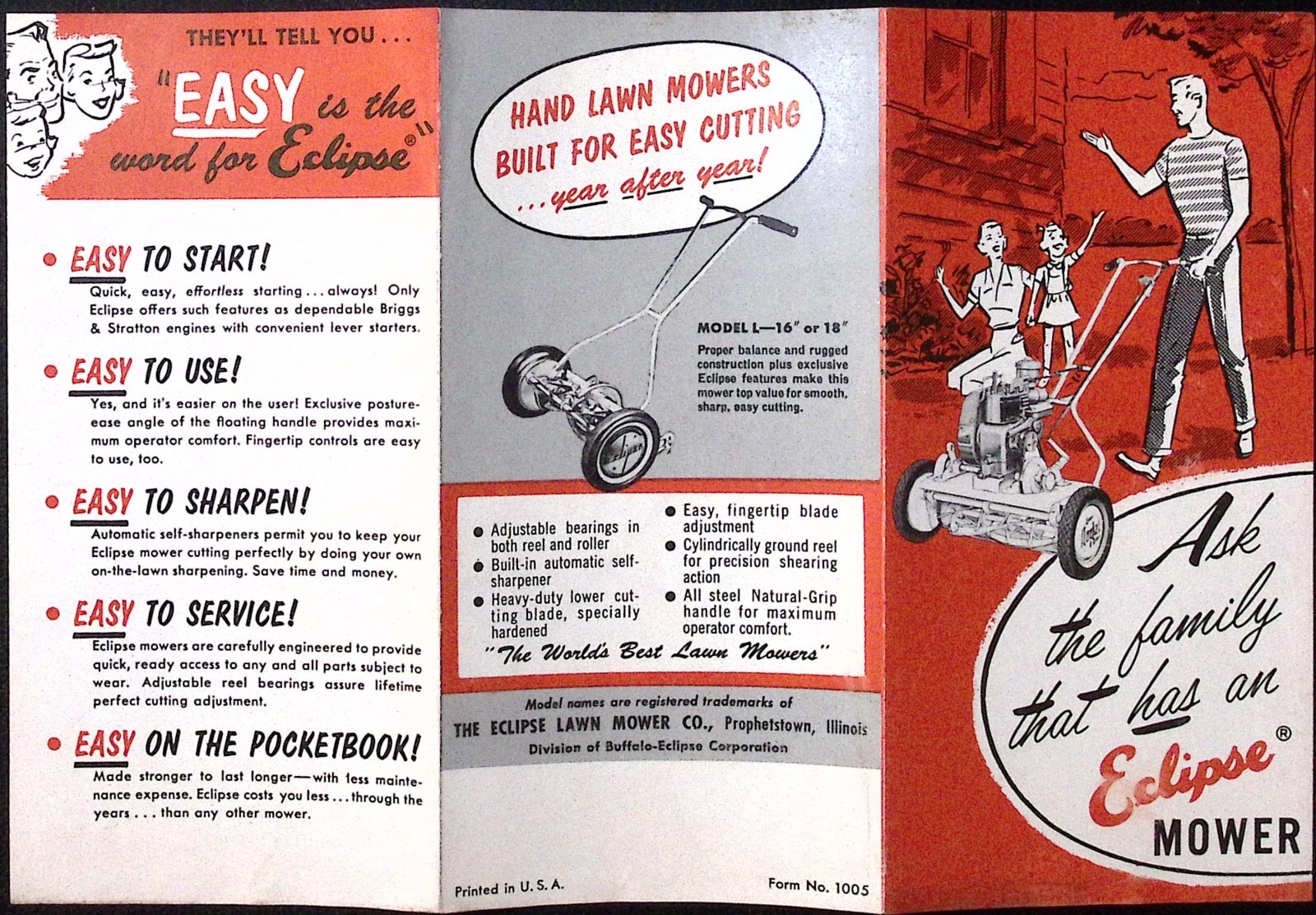 c1950s Eclipse Lawn Mower Brochure Buffalo-Eclipse Corporation