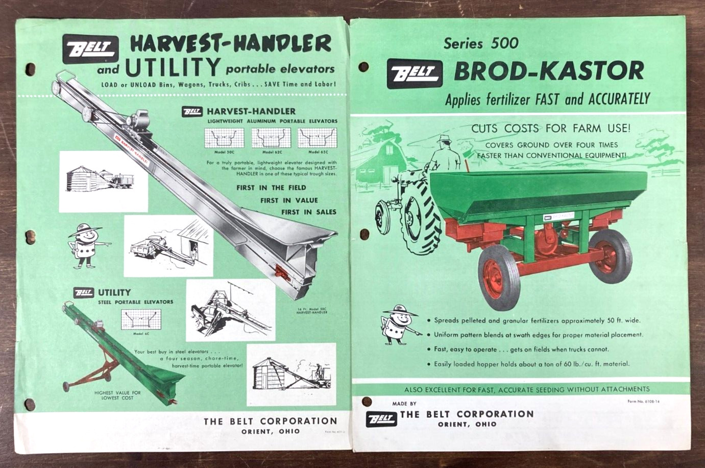 Belt Corporation Harvest Handler & Brod-Kastor 1960&rsquo;s Brochure Lot Orient Ohio