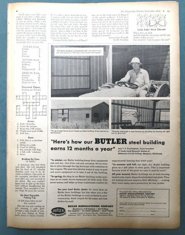 Original 1954 Butler Building Ad Features T S Cunningham of Mangum Oklahoma