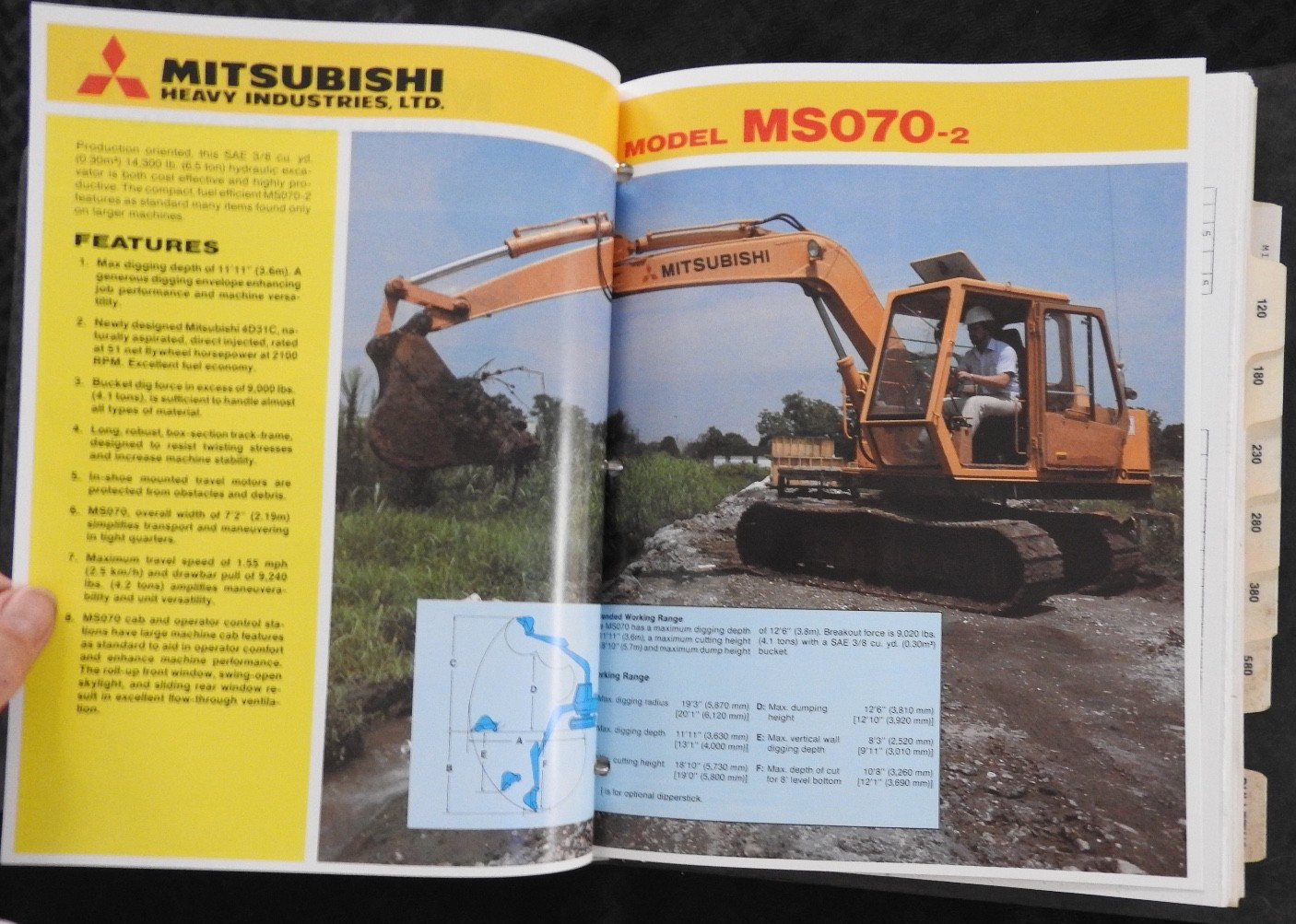 c.1980 Mitsubishi Excavator Sales Catalog Manual MS 070 120 180 230 280 380 580