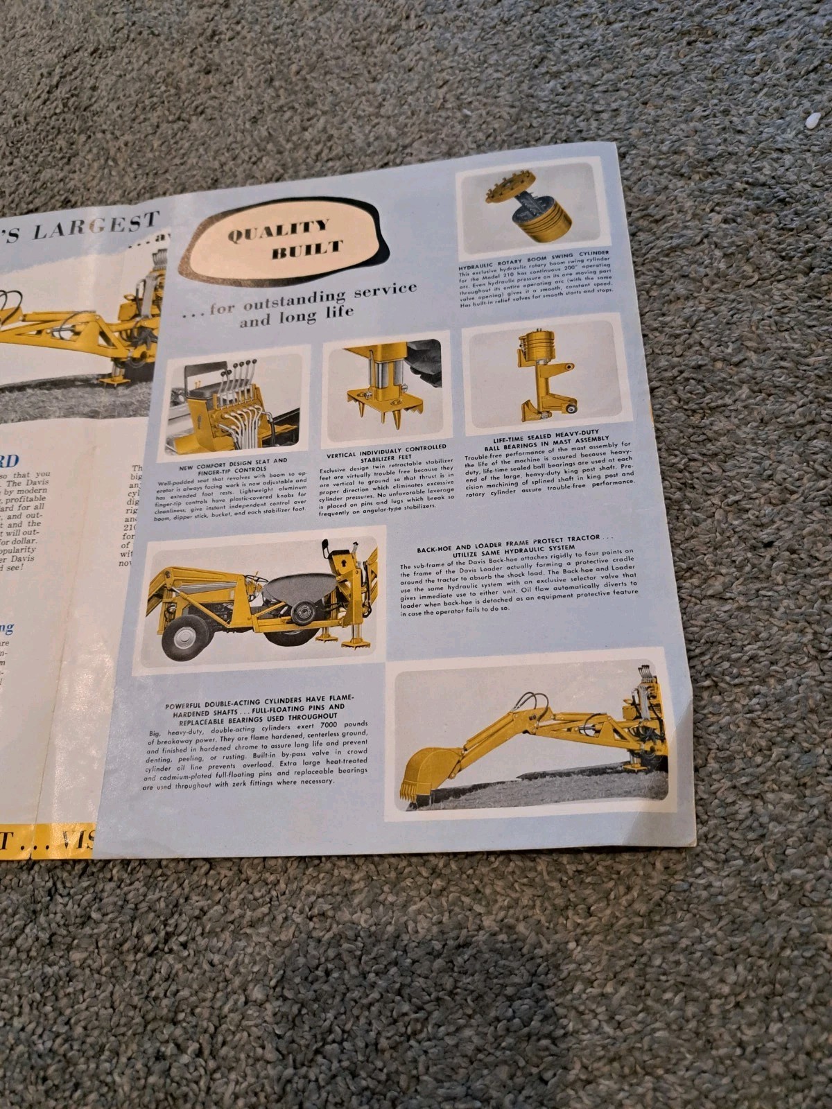 Vintage Davis Backhoe Back-Hoe Sales Brochure Mid-Western Industries