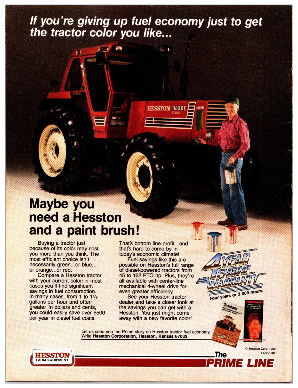 Vintage 1983 Hesston 1180DT Tractor Original Print Ad (8 x 11in) Advertisement
