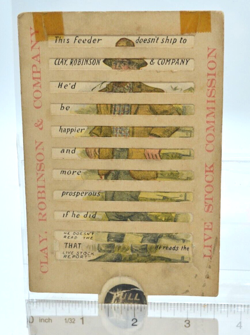 Rare 1909 Pull Tab Advertising Card – Clay, Robinson & Co. Livestock Industry Co