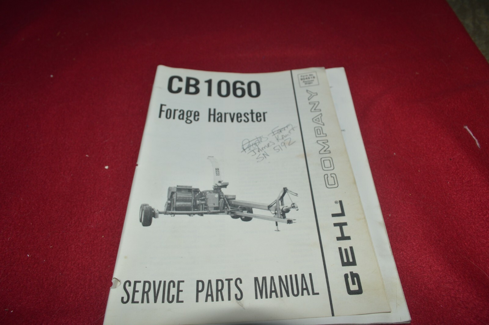 Gehl 1060 Forage Harvester Parts Book Manual BASE