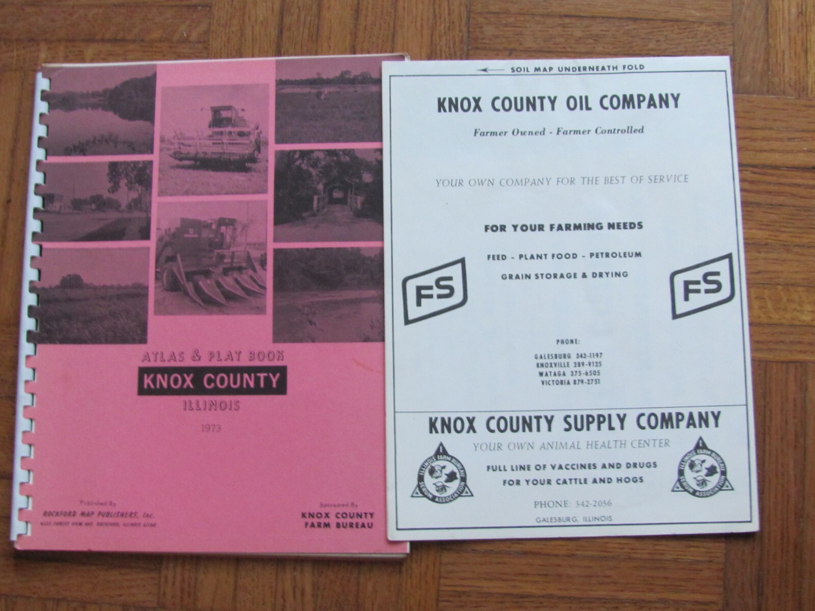1973 KNOX COUNTY ILLINOIS FARM PLAT BOOK DIRECTORY & SOIL MAP FARM BUREAU
