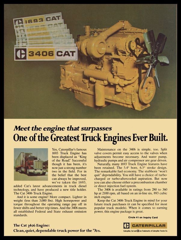 1976 CAT Model 3406 Diesel Truck Engine NEW METAL SIGN: 12×16&Prime; Free Ship.