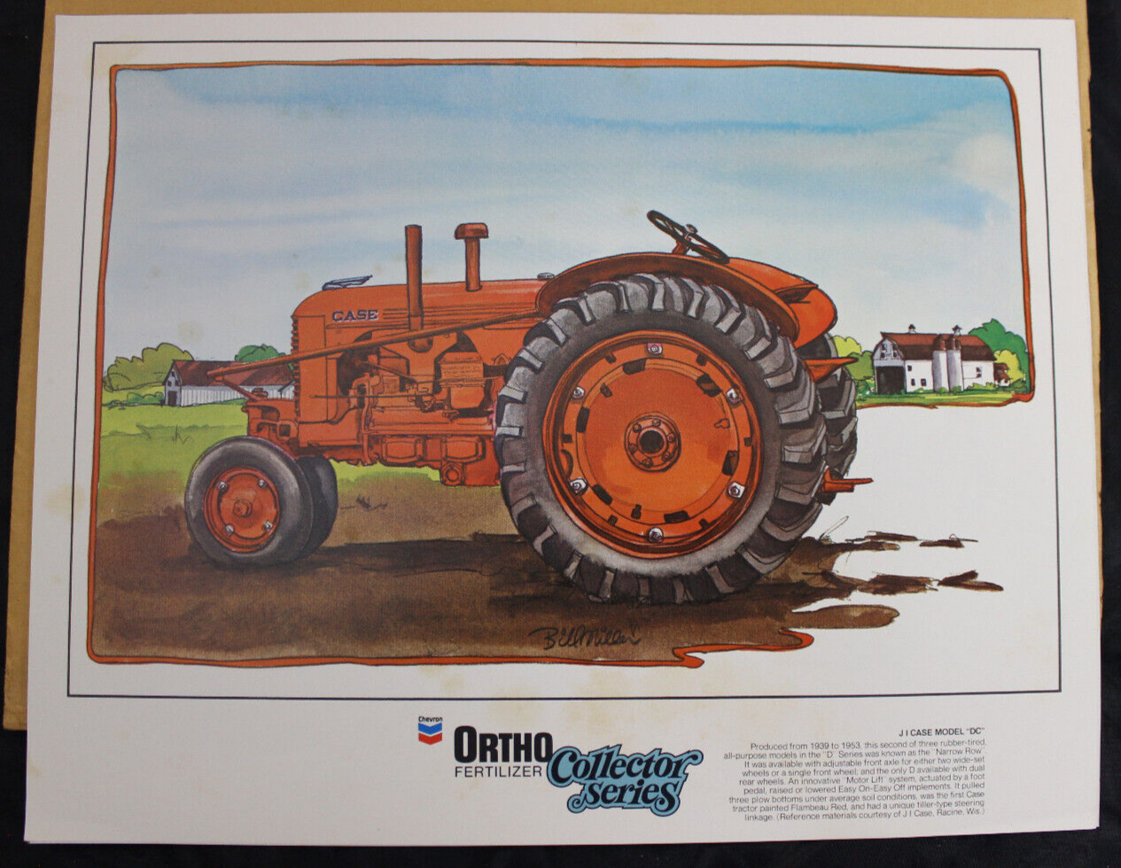 4 VINTAGE 1981 ORTHO FERTILIZER COLLECTOR SERIES TRACTOR PRINTS, SUNMAN, INDIANA